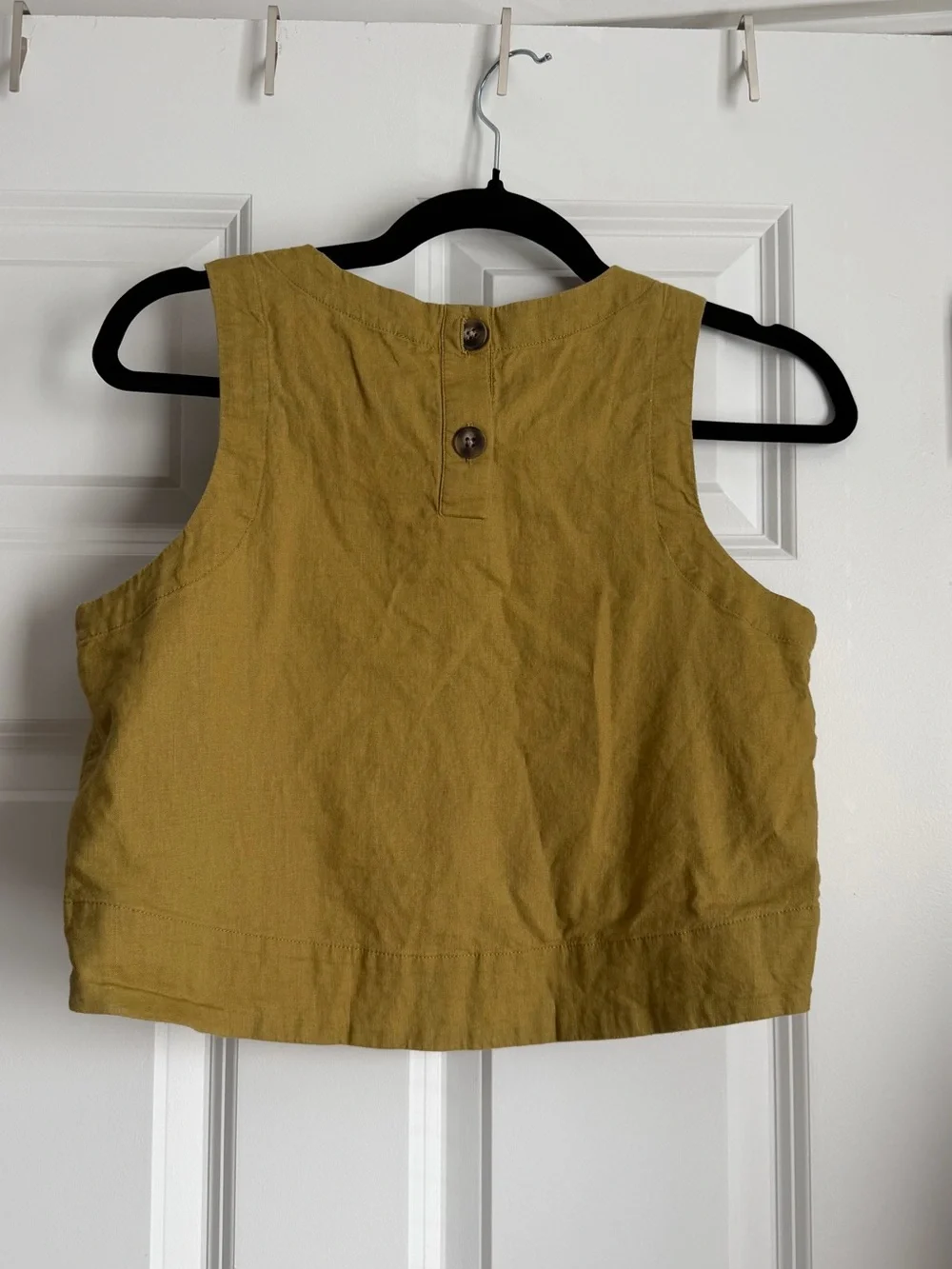 Express Green Cropped Linen-Blend Tank